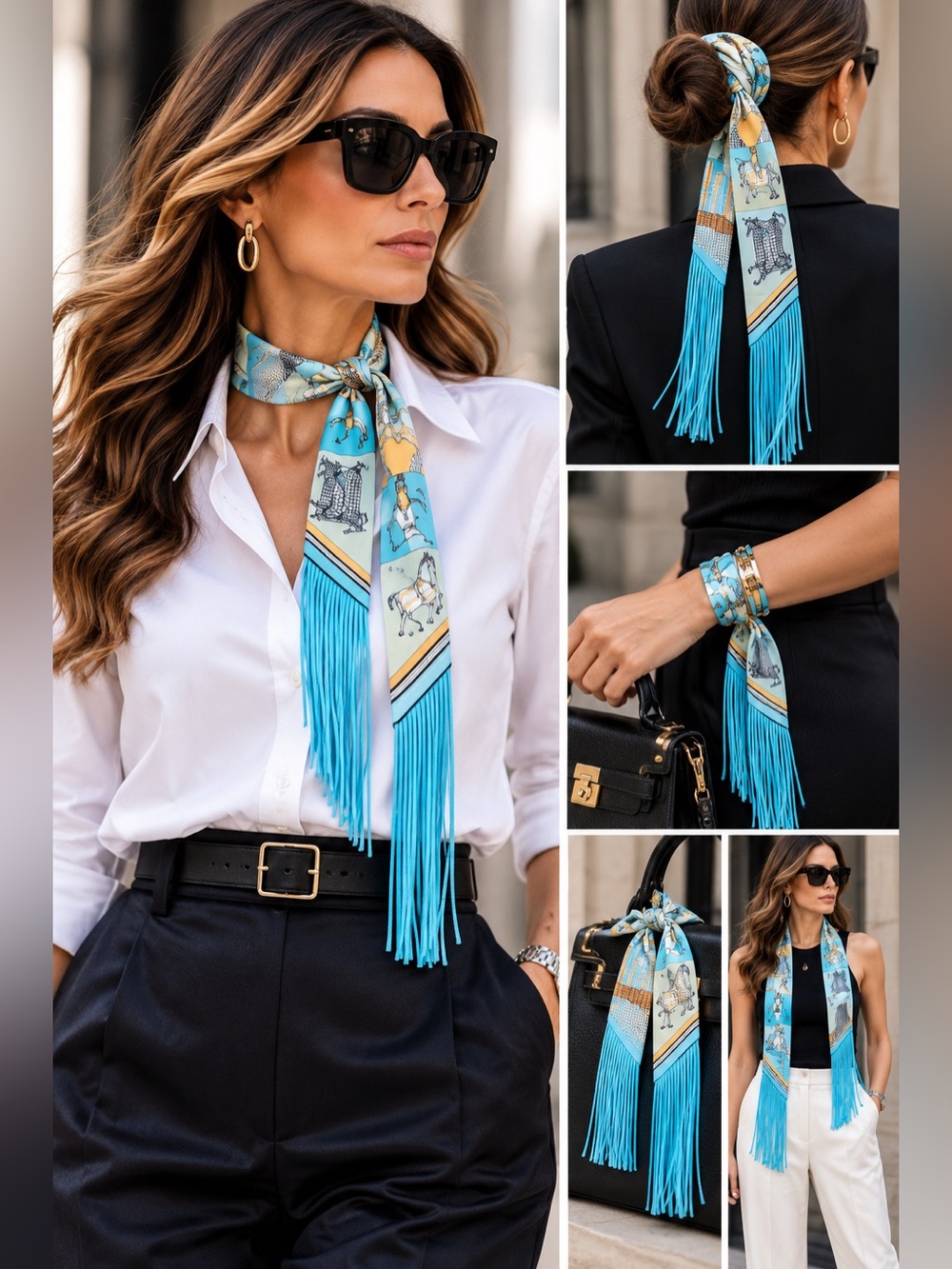 NWT Silk Fringed Twilly Scarf